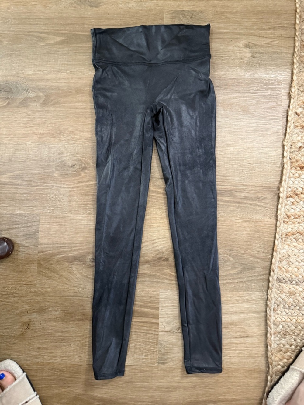 SPANX Black High-Waist Faux Leather Leggings